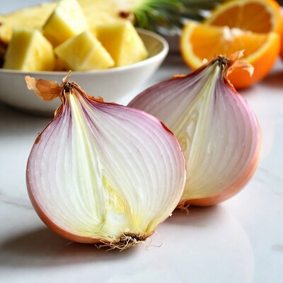 Sliced Red Onions with Pineapple and Oranges