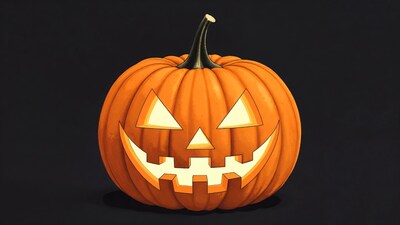 Glowing Jack-o-Lantern on Black Background