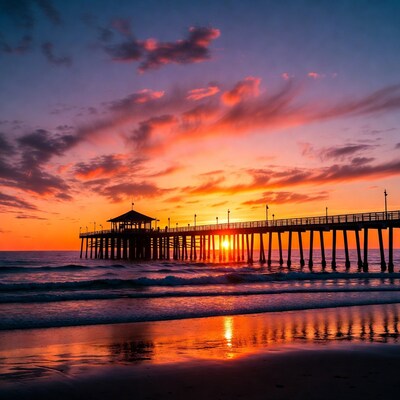 Sunset over Huntington Beach Pier