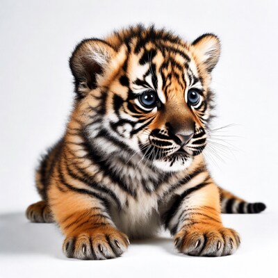 Cute baby tiger with blue eyes