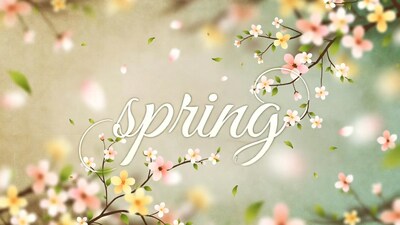 Spring Text with Pink Flowers