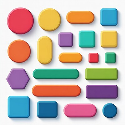 Colorful 3D Buttons Set
