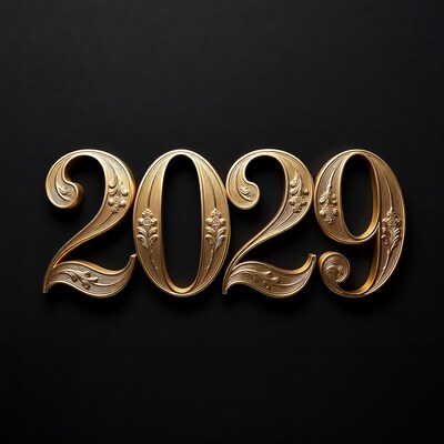 Golden 2029 Numbers on Black