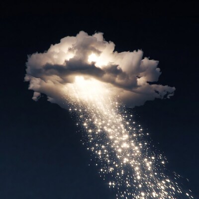 Cloud emitting golden sparkles