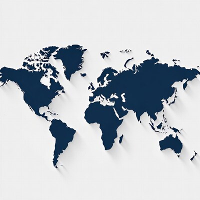 Dark Blue World Map Silhouette
