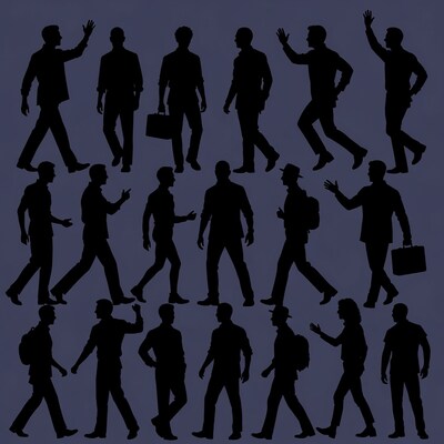 Silhouette clipart of walking men