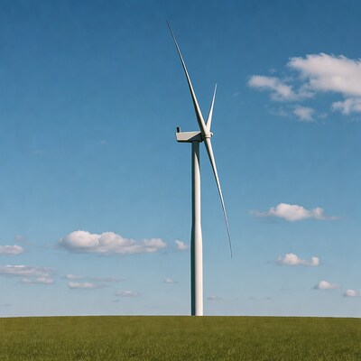 Wind turbine in green field