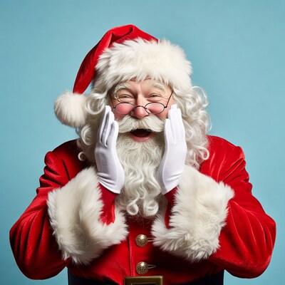 Santa Claus shouting with hands on cheeks