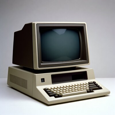 Vintage beige CRT computer monitor keyboard