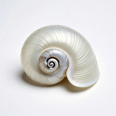 White seashell on white background