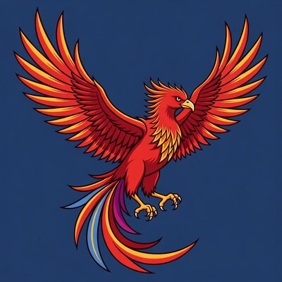 Fiery Phoenix Flying Illustration