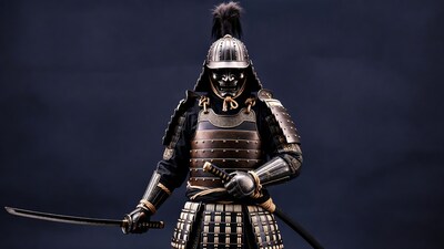 Samurai Warrior Holding Katana Swords