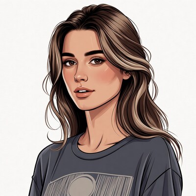 Beautiful woman with brown wavy hair