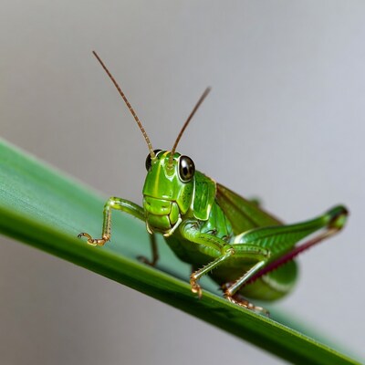 Green Grasshopper on Leaf