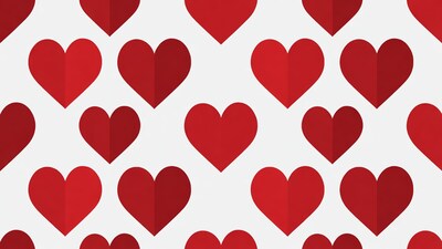 Red Hearts Pattern on White
