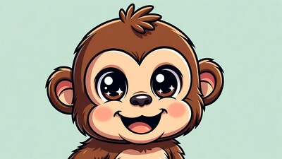 Cute cartoon monkey smiling