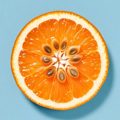 Sliced Orange on Blue Background