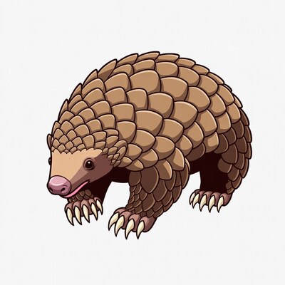 Cartoon pangolin on white background