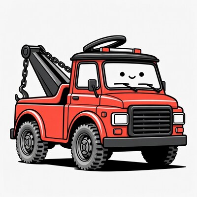 Cute red tow truck illustration