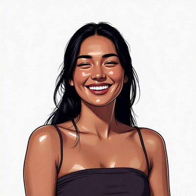 Smiling Asian woman illustration