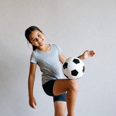 Girl holding soccer ball