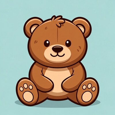 Cute cartoon teddy bear sitting