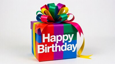 Colorful Happy Birthday Gift Box