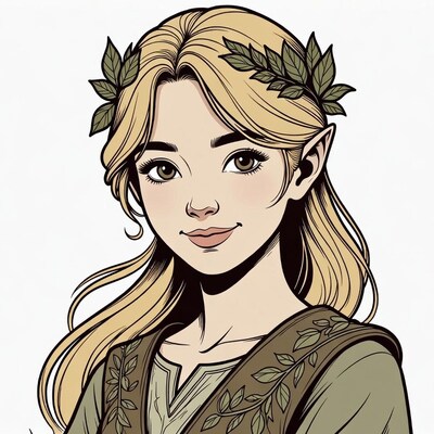 Blonde elf woman with laurel crown