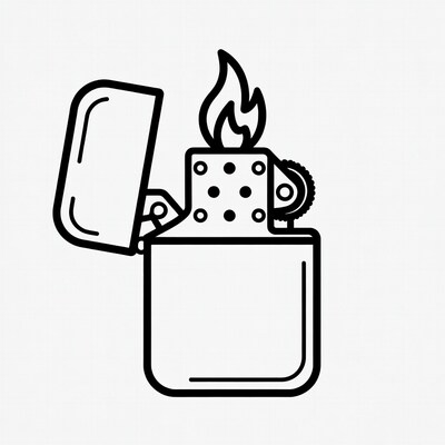 Open Zippo Lighter with Flame