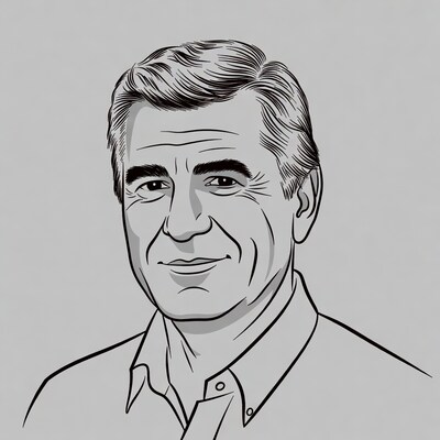 Smiling older man portrait illustration