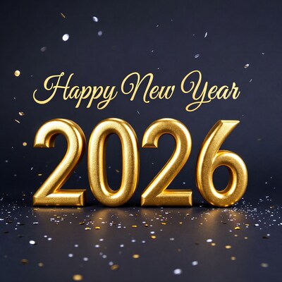 Happy New Year 2026 Gold Text