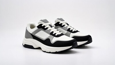 White Black Gray Sneakers Pair