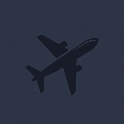 Airplane silhouette on navy background
