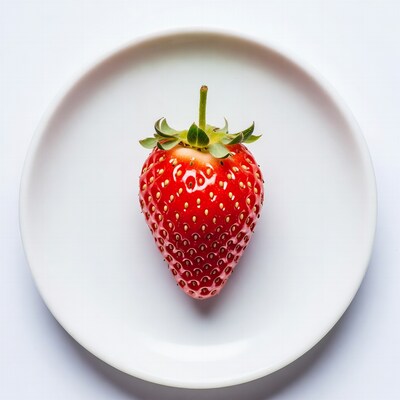 Strawberry on white plate