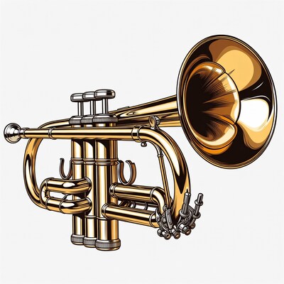 Golden trumpet illustration isolated