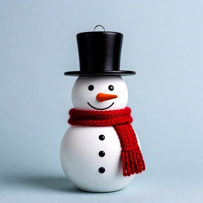 Snowman Ornament with Hat and Scarf