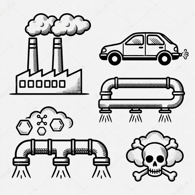 Pollution Doodle Icons Set