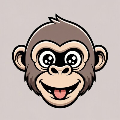 Cartoon Monkey Smiling with Tongue Out
