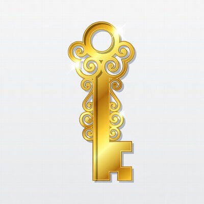 Golden ornate key illustration