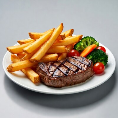 Grilled Steak with Fries and Vegetables