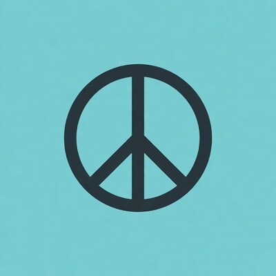 Black Peace Symbol on Teal Background