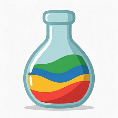 Colorful Layered Liquid Flask Illustration