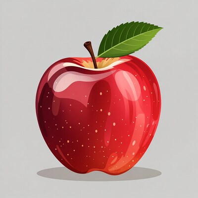 Red apple with leaf