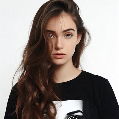 Young woman with long brown hair