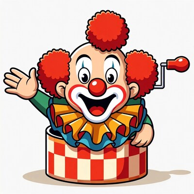 Jack-in-the-box clown popping out