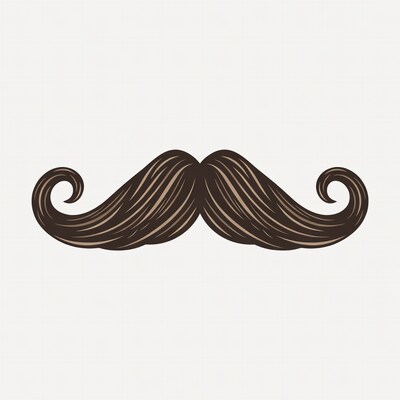Curly Brown Mustache Illustration