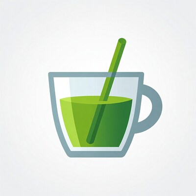 Green Smoothie Glass with Straw