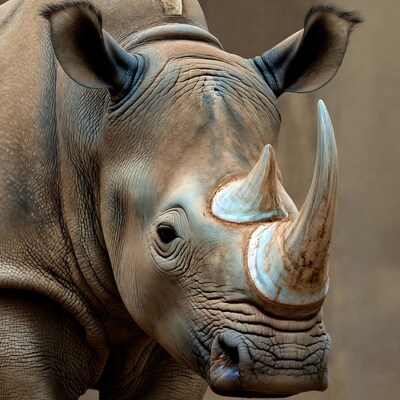 Close-up white rhinoceros head