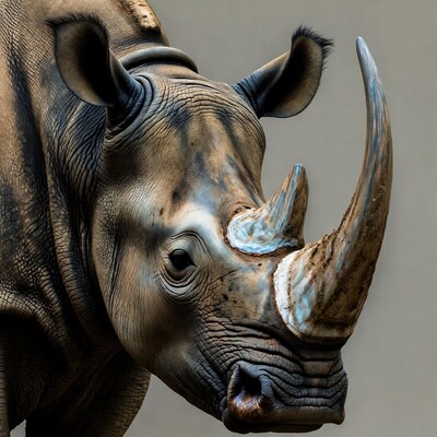 Closeup of white rhinoceros head