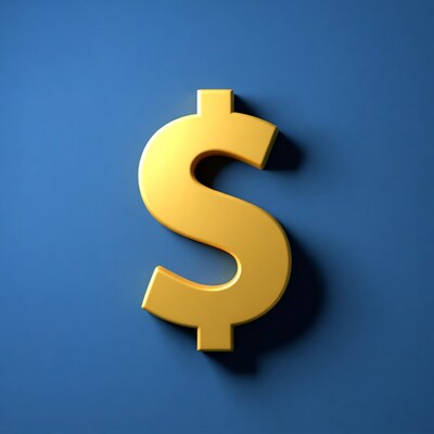 Golden dollar sign on blue background